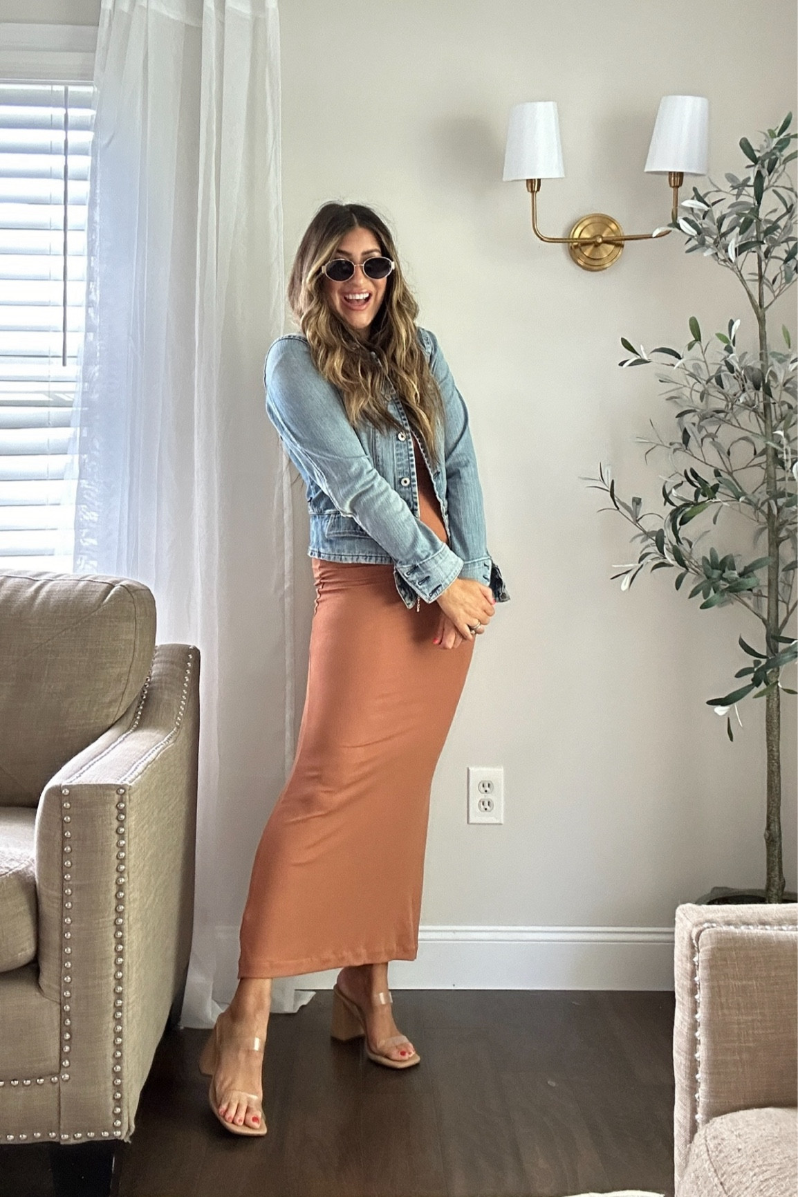 Elevated casual spring dress // summer dress and denim jacket. Wearing med. XX 

Bump friendly for preggo mamas! Maternity style. 

#LTKStyleTip #LTKSeasonal #LTKBump