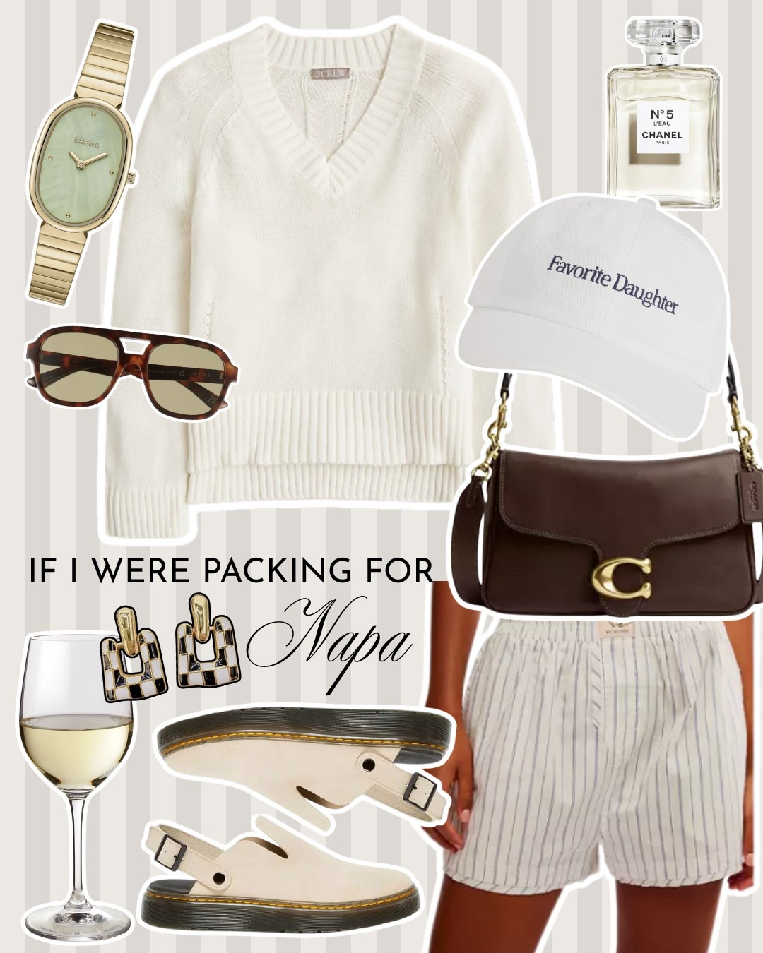outfit inspo if we were packing for a wine tasting in Napa Valley 🍷Comment “LINK” and we’ll DM you the link! Or everything’s on our LTK profile in our bio link - save this for later 🔗

@shop.ltk 

#moodboard #nancymeyer #winetasting #outfitinspo #quietluxury #ltkstyletip #ltk 

#LTKTravel #LTKStyleTip #LTKItBag