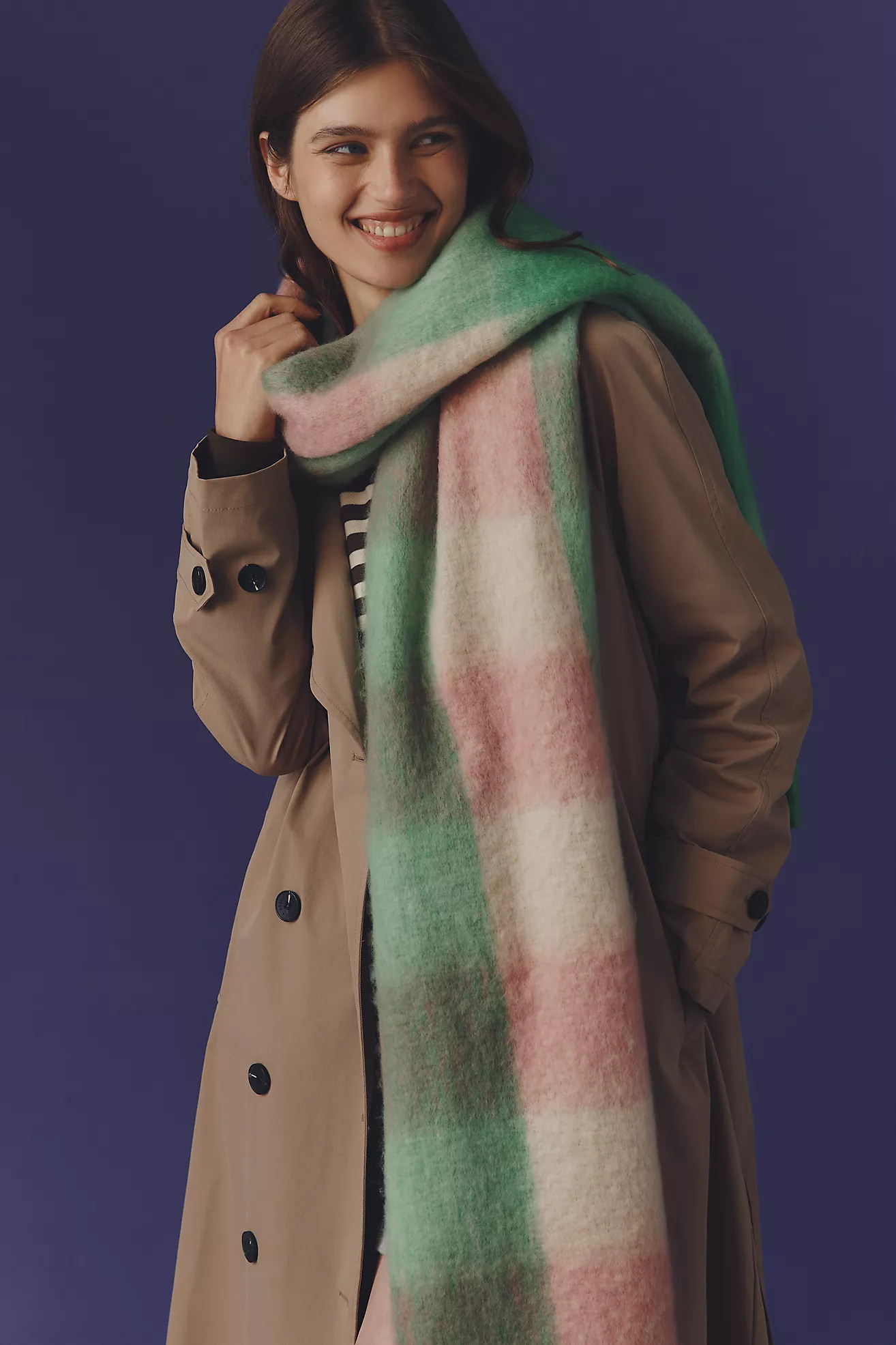 Maeve Plaid Fringe Scarf | Anthropologie (US)