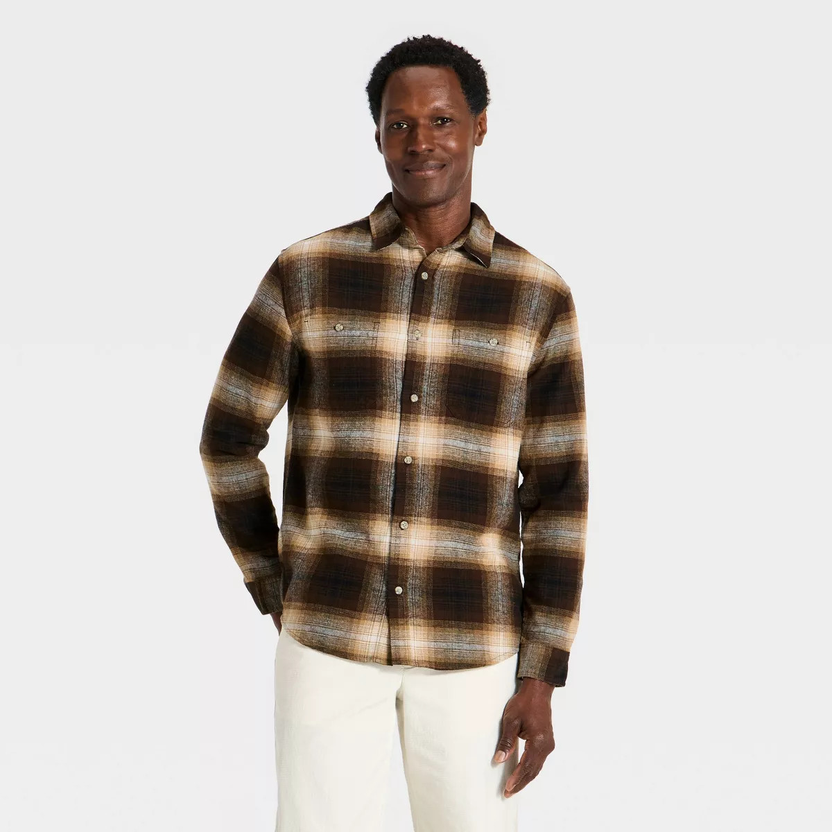 Men's Vintage Mid-Weight Long Sleeve Flannel Shirt - Goodfellow & Co™ Blue Plaid XXL | Target