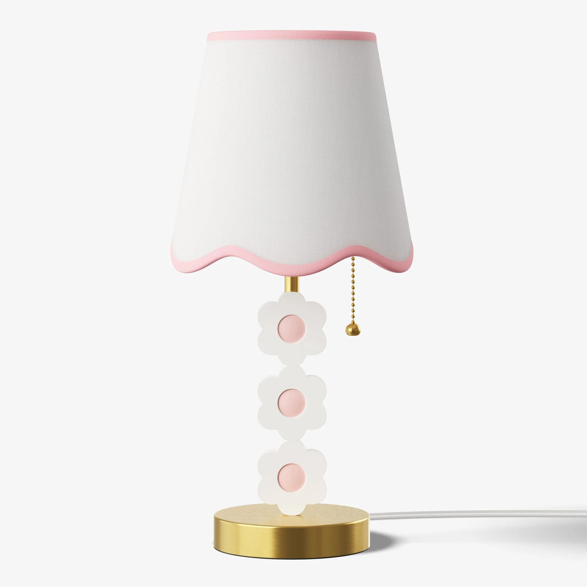 Mainstays Kids 16" Antique Brass Daisy Table Lamp with Scalloped White Shade | Walmart (US)