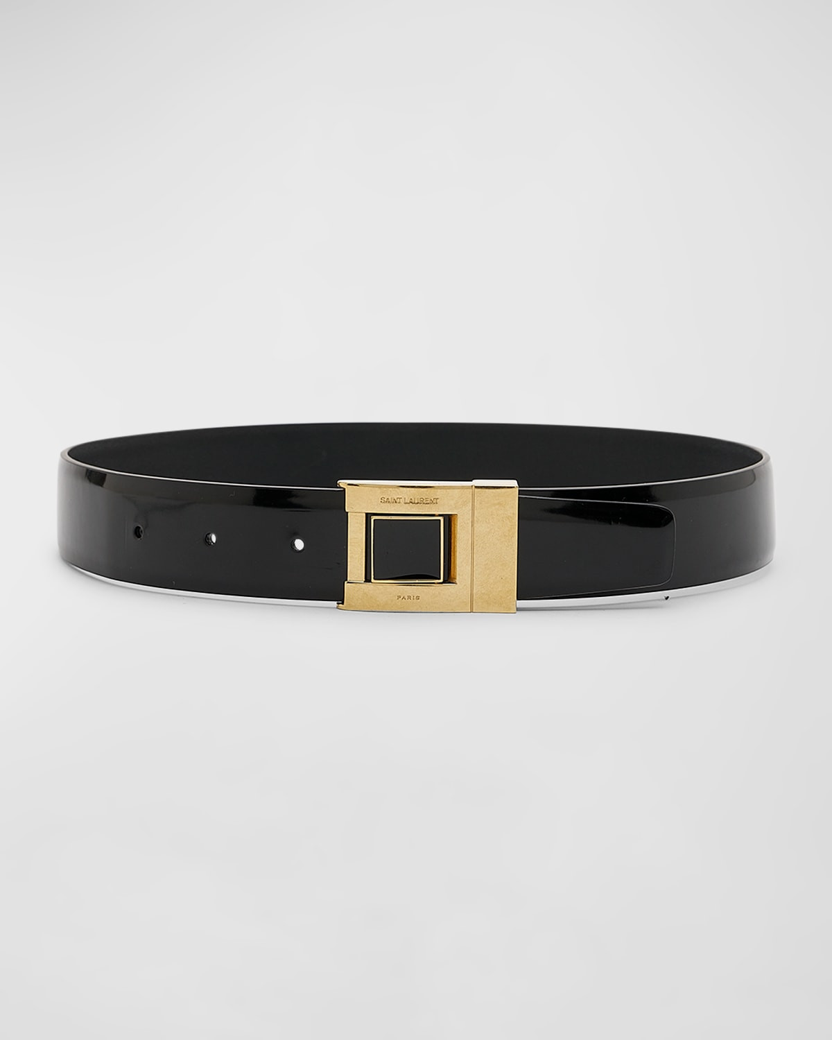 Patent Leather Belt With Engraved Brass Buckle | Neiman Marcus