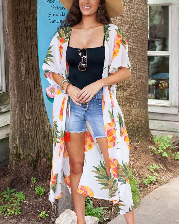 Tropical Pineapple Kimono Cover-Up | Grace and Lace