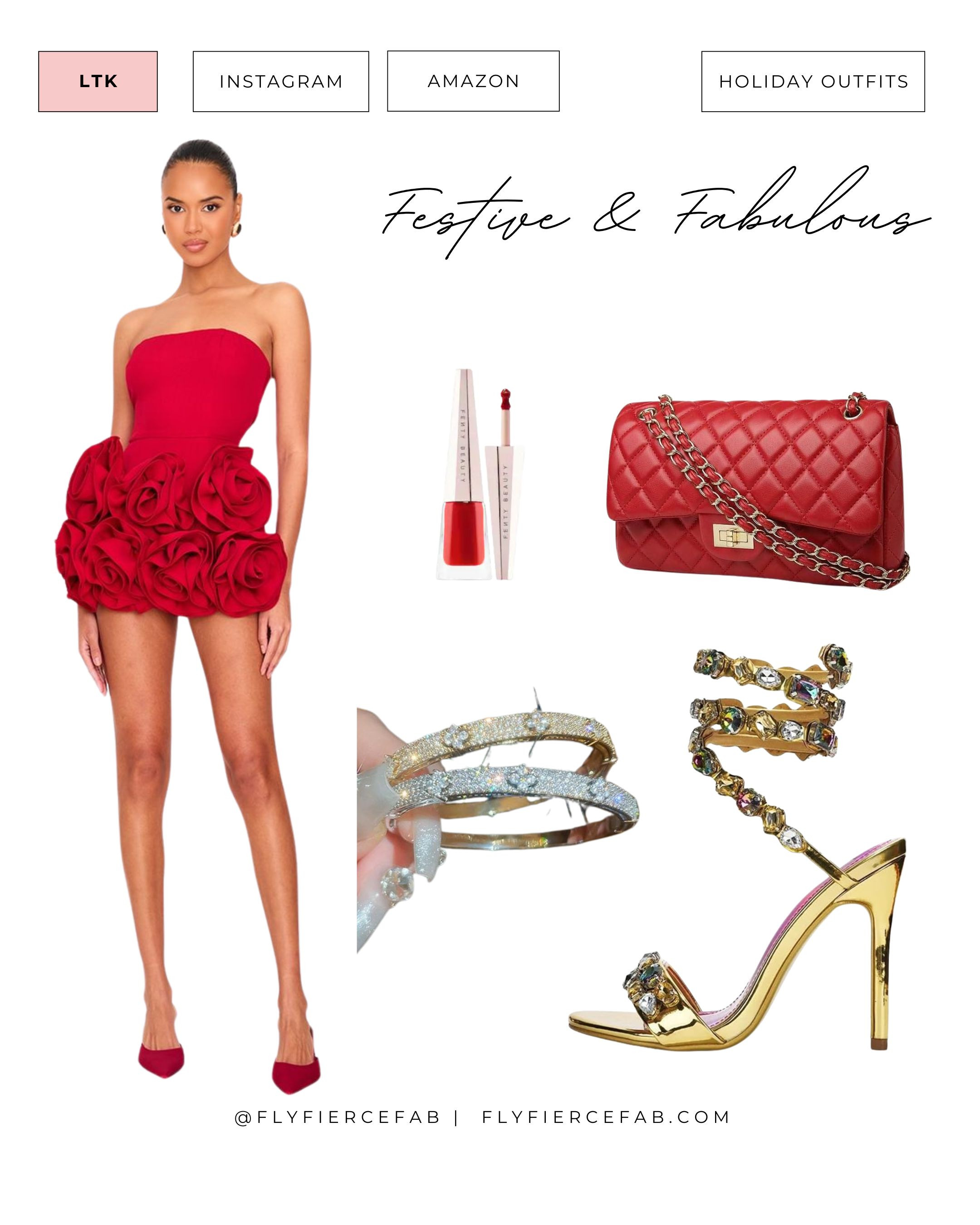 This red rose skirt romper from Pretty Little Thing reminds me of the viral red rose holiday dress I've seen all over Instagram. This would be such a festive and flirty holiday outfit 🎄✨

I'd style it with this Chanel-inspired red quilted bag from Amazon, rhinestone wraparound heels, rhinestone bracelets, and a red lip!  

Also, this romper would be a great valentine's day outfit or birthday outfit!

 

 #LTKHoliday #LTKSeasonal #LTKParties