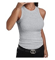 GEMBERA Womens Sleeveless Racerback High Neck Casual Basic Cotton Ribbed Fitted Tank Top | Amazon (US)