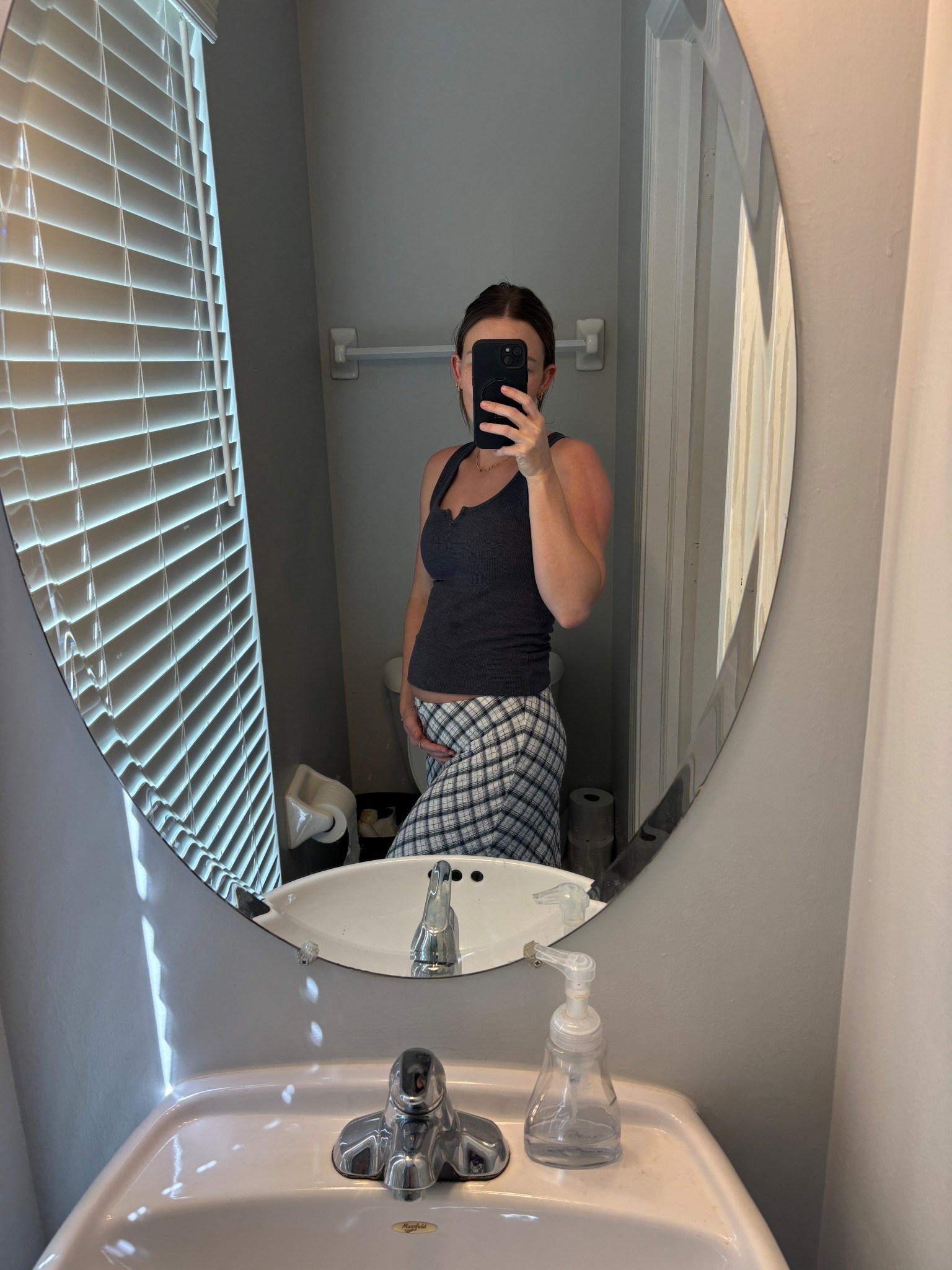 The perfect skirt for my bump! Still in the early stages but I bet this will fit most of my pregnancy! Wearing size small. 

#LTKBump #LTKBaby