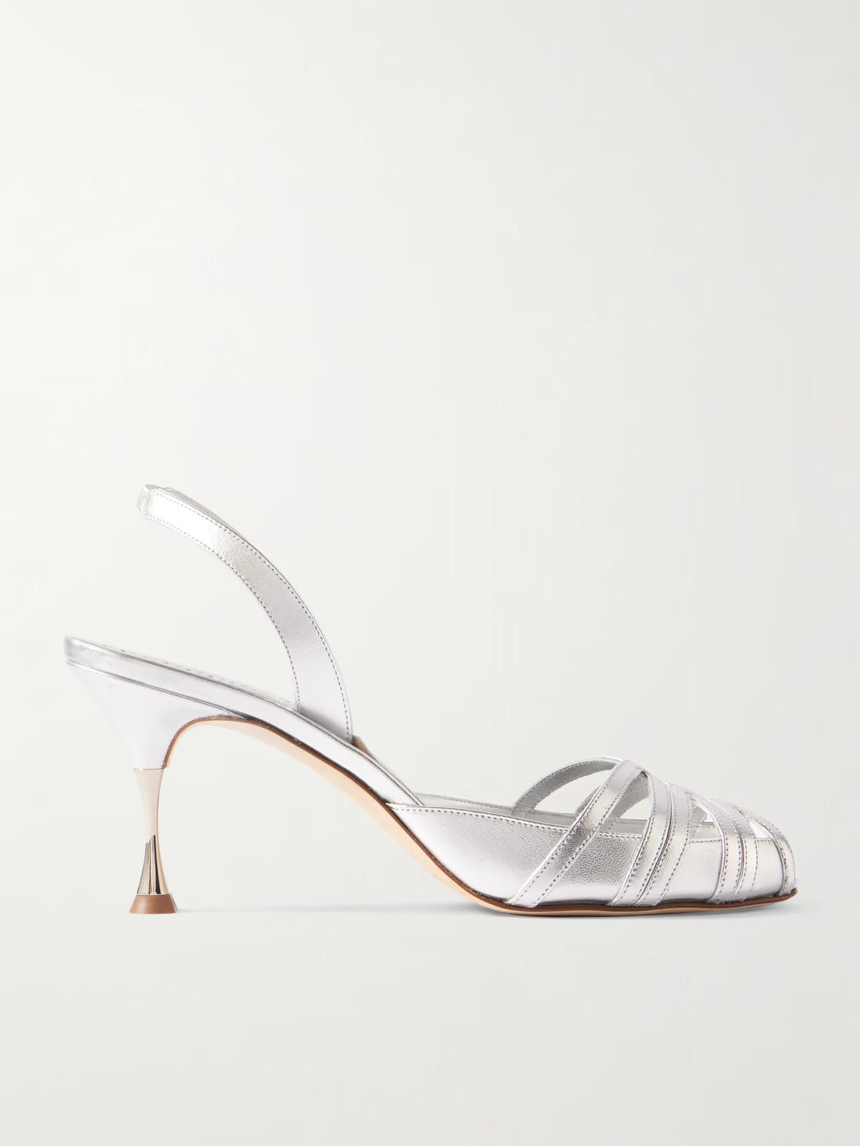 Manolo Blahnik - Makanak 70 Metallic Leather Sandals - Silver | NET-A-PORTER (US)