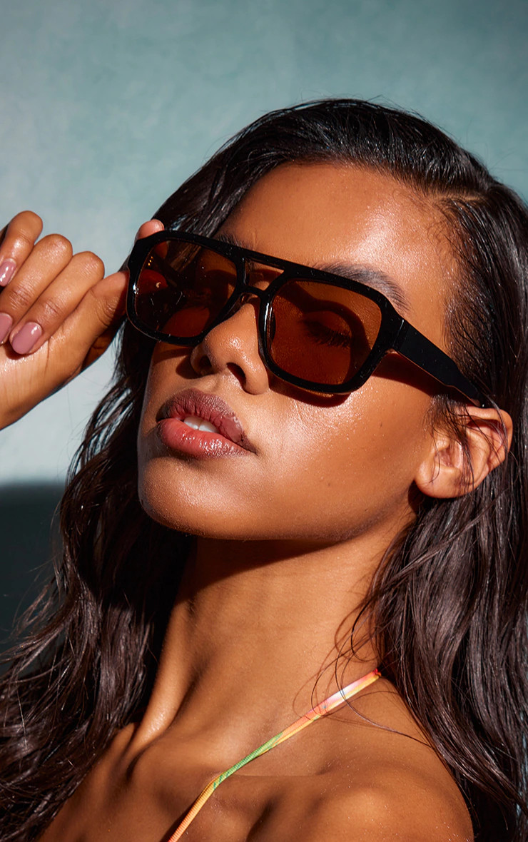 A.KJÆRBEDE Black Aviator Sunglasses | PrettyLittleThing UK