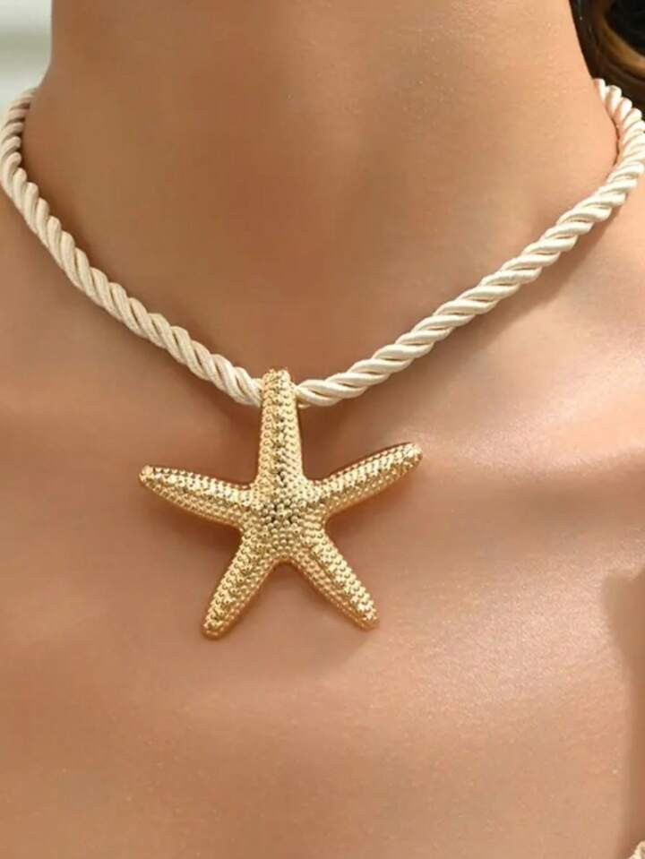 1 Pieza Collar Con Colgante De Estrella De Mar Elegante Para Mujer, Adecuado Para Uso Diario Y Vacacional, Diseño Estilo Playa, Accesorio Para Todas Las Estaciones | SHEIN
