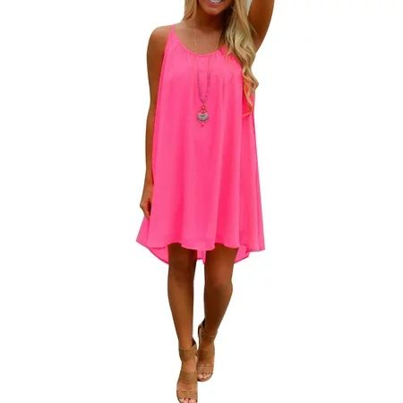 Asymmetrical Hem Loose Casusl Sleeveless Fashion Style Short Dress Oversized Summer Mini Dress Beach | Walmart (US)