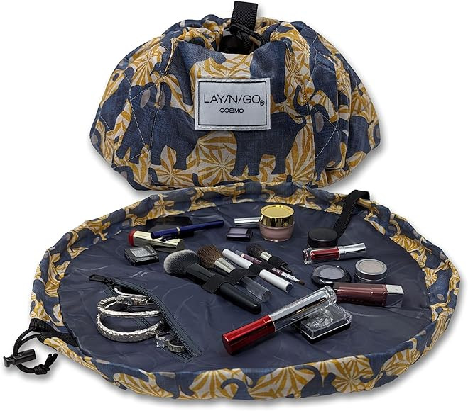 Lay-n-Go Cosmo Drawstring Cosmetic & Makeup Bag Organizer - Portable Drawstring Bag w/Zipper Pock... | Amazon (US)