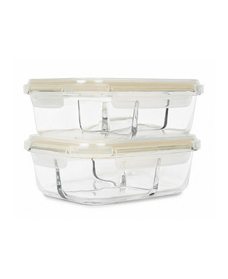 Sedona Kitchen 2-Pack Three Compartment Glass Storage Set - Macy's | Macy's