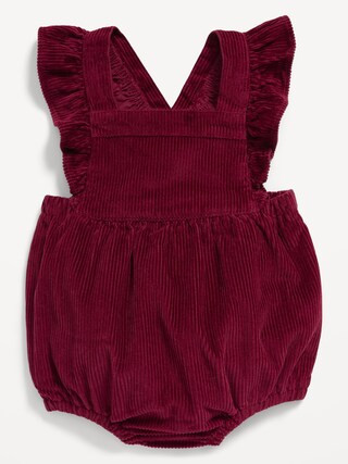 Sleeveless Ruffle-Trim Corduroy One-Piece Romper for Baby | Old Navy (US)
