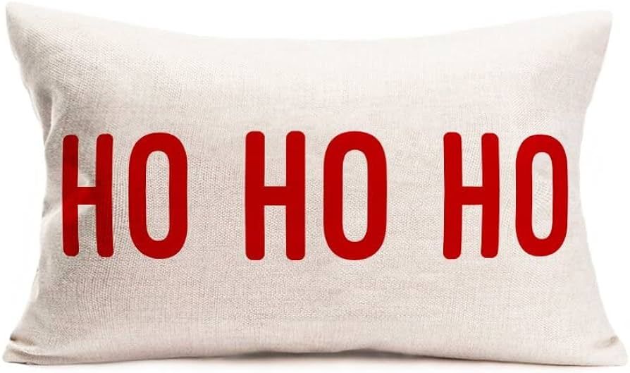 Xihomeli 12x20 Inch Throw Pillow Covers Red Ho Ho Ho Quotes Cotton Linen Xmas Merry Christmas Cus... | Amazon (US)