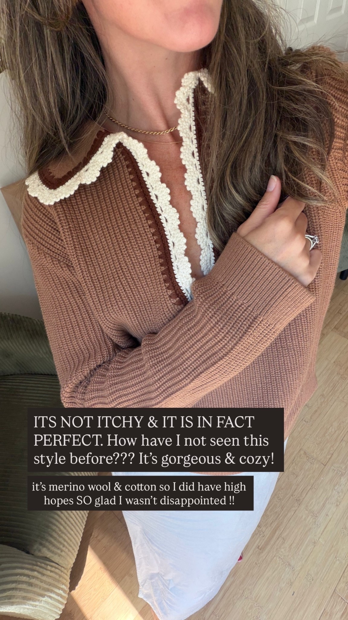 it’s merino wool & cotton so I did have high hopes SO glad I wasn’t disappointed !! ITS NOT ITCHY & IT IS IN FACT PERFECT. How have I not seen this style before??? It’s gorgeous & cozy!

Wearing XS!

#LTKSeasonal #LTKPetite #LTKootd