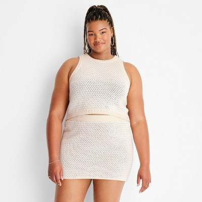 Women's Crochet Checkered High Neck Sweater Tank - Future Collective™ with Alani Noelle | Target