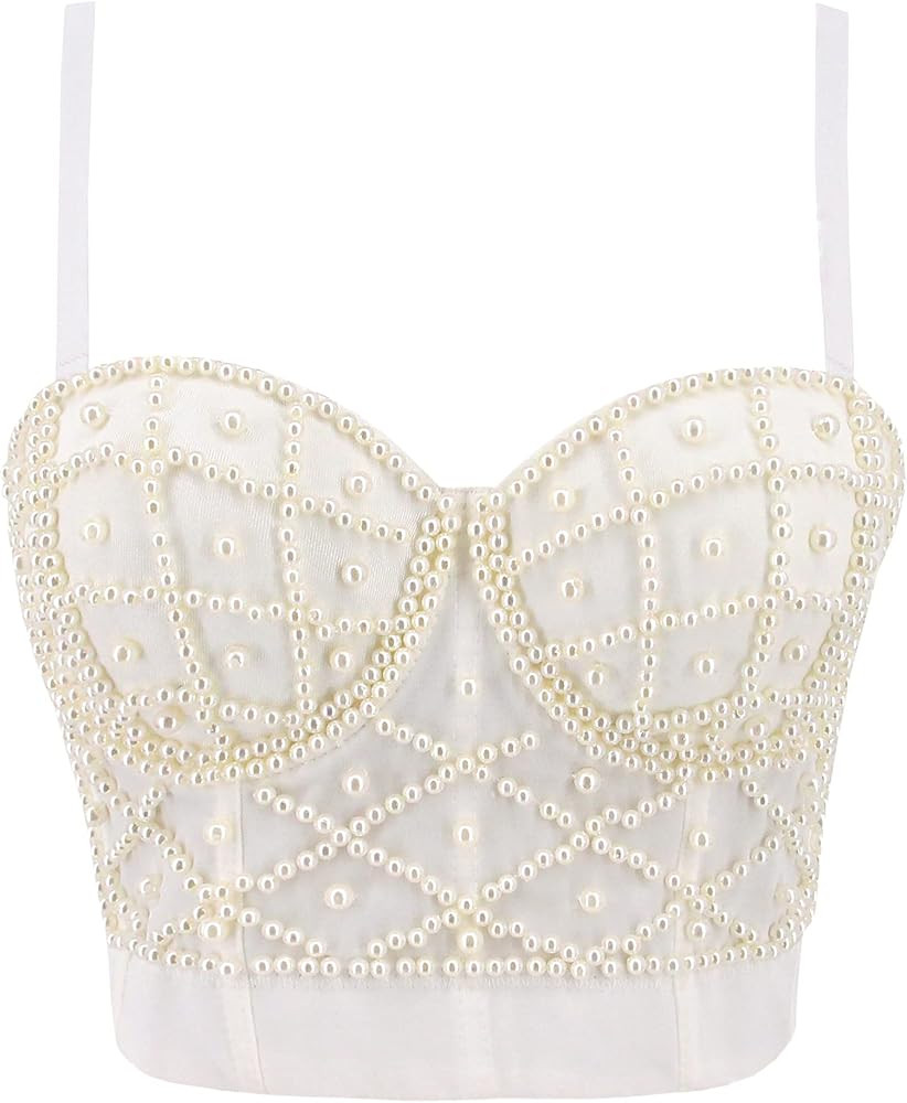 Jascaela Women's Sexy Belly Dance Crop Top Shiny Diamond Spaghetti Strap Tube Top Punk Goth Corse... | Amazon (US)