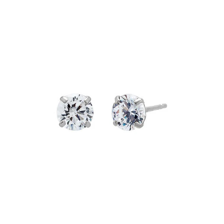 Lab Grown Diamond Four Prong Solitaire Stud Earring 14K | Adina Eden