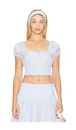 Brigette Top in Light Blue Gingham | Revolve Clothing (Global)