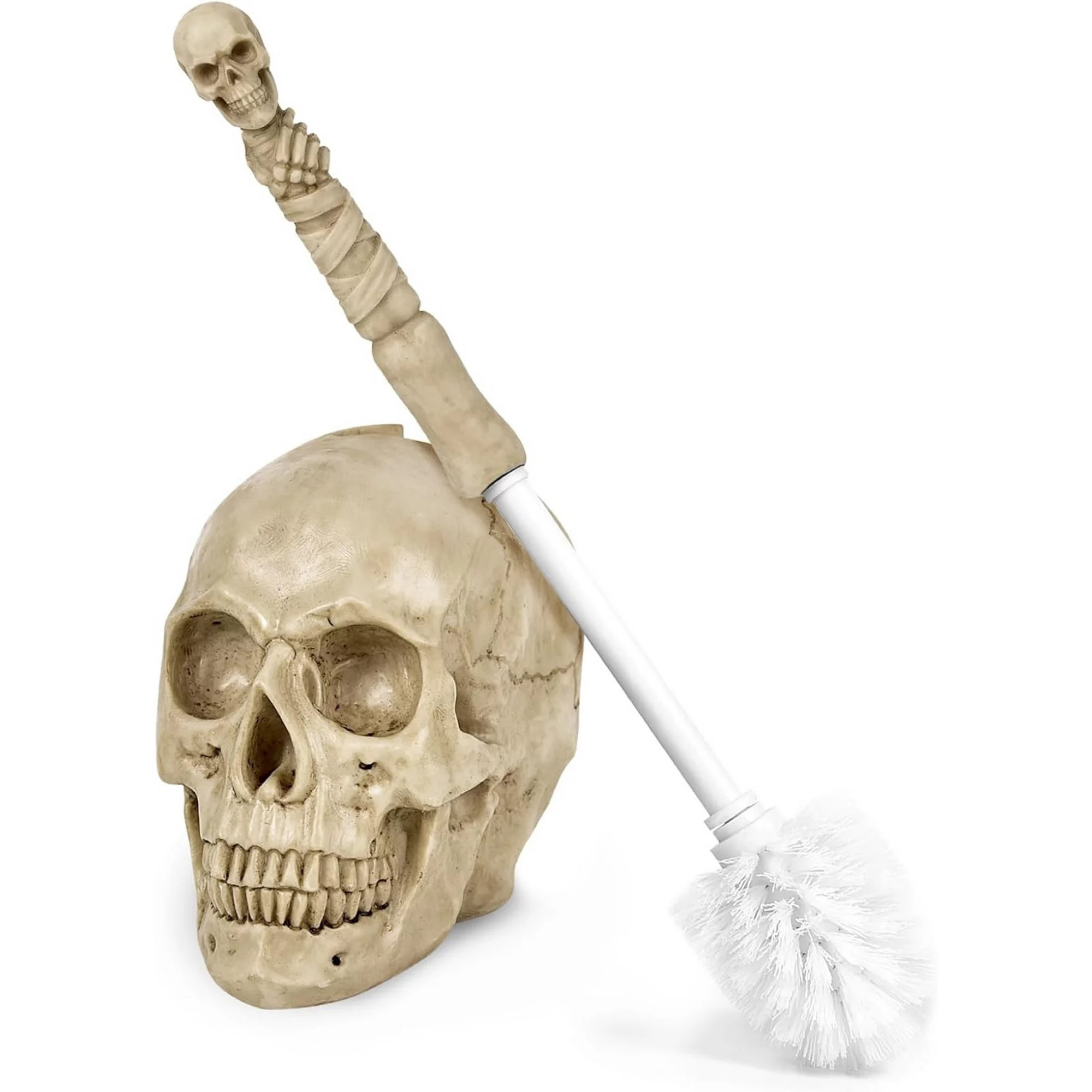 Resin Skull Toilet Brush & Holder: Detailed Gothic Decor for Halloween | Kohl's