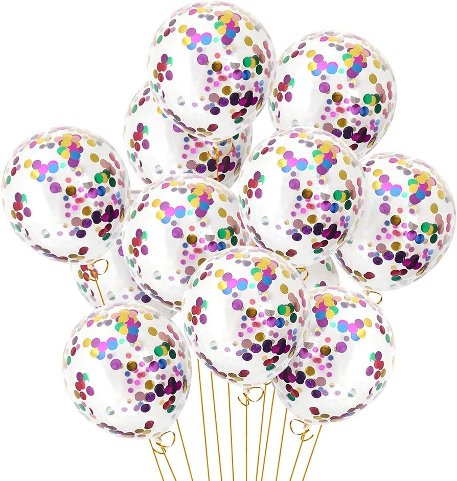 Confetti Balloons 40pack, 12inch Transparent Party Balloons with Colorful Confetti for Graduation... | Amazon (US)