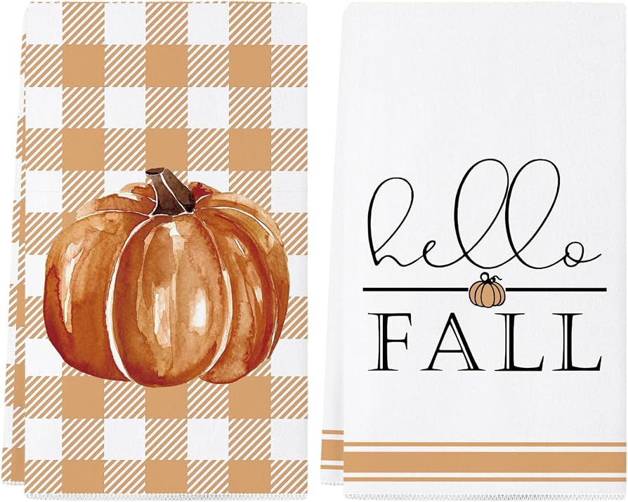 Fall Kitchen Towels 18x26 Inch Set of 2 Autumn Thanksgiving Kitchen Decor | Amazon (US)