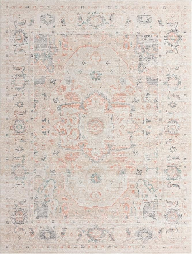 Rugs.com Madeline Vintage Collection Rug – 10' x 13' Ivory Medium-Pile Rug Perfect for Living R... | Amazon (US)