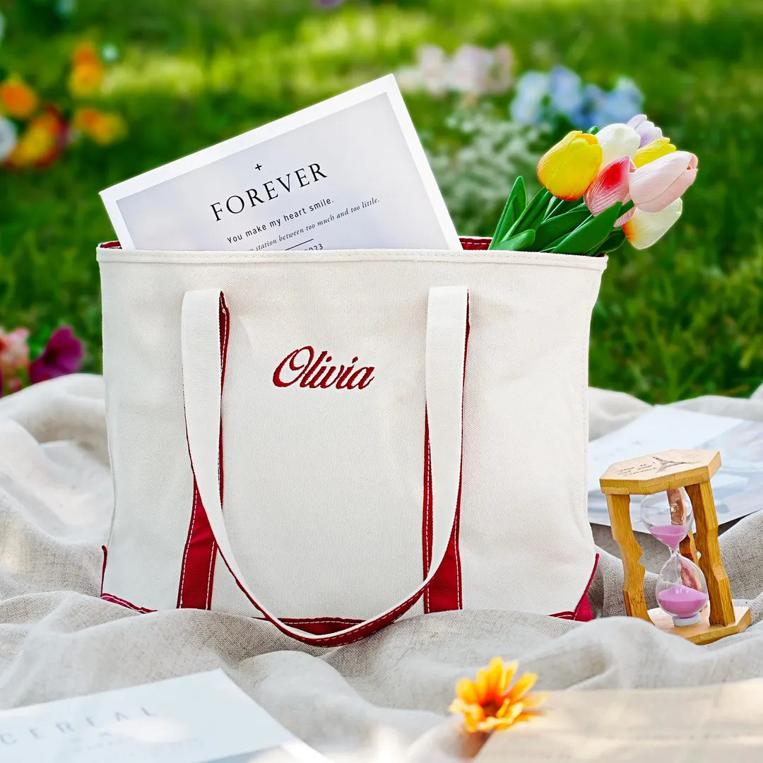 Embroidered Personalized Tote Bag - Bridesmaid Gift, Travel Bag, Beach Bag, Gift for Her, Custom ... | Etsy (US)