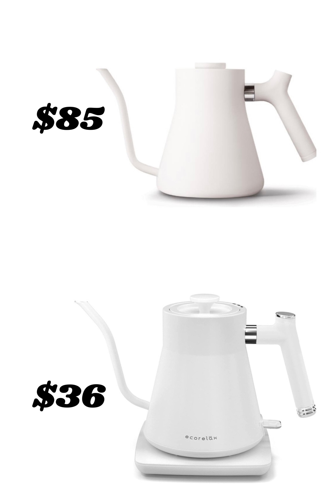 Found a dupe for the viral Stagg EKG Kettle by Fellow! This Ecorelax electric kettle from Amazon is aesthetically pleasing and works great without breaking your wallet. 

#LTKunder100 #LTKFind #LTKSale