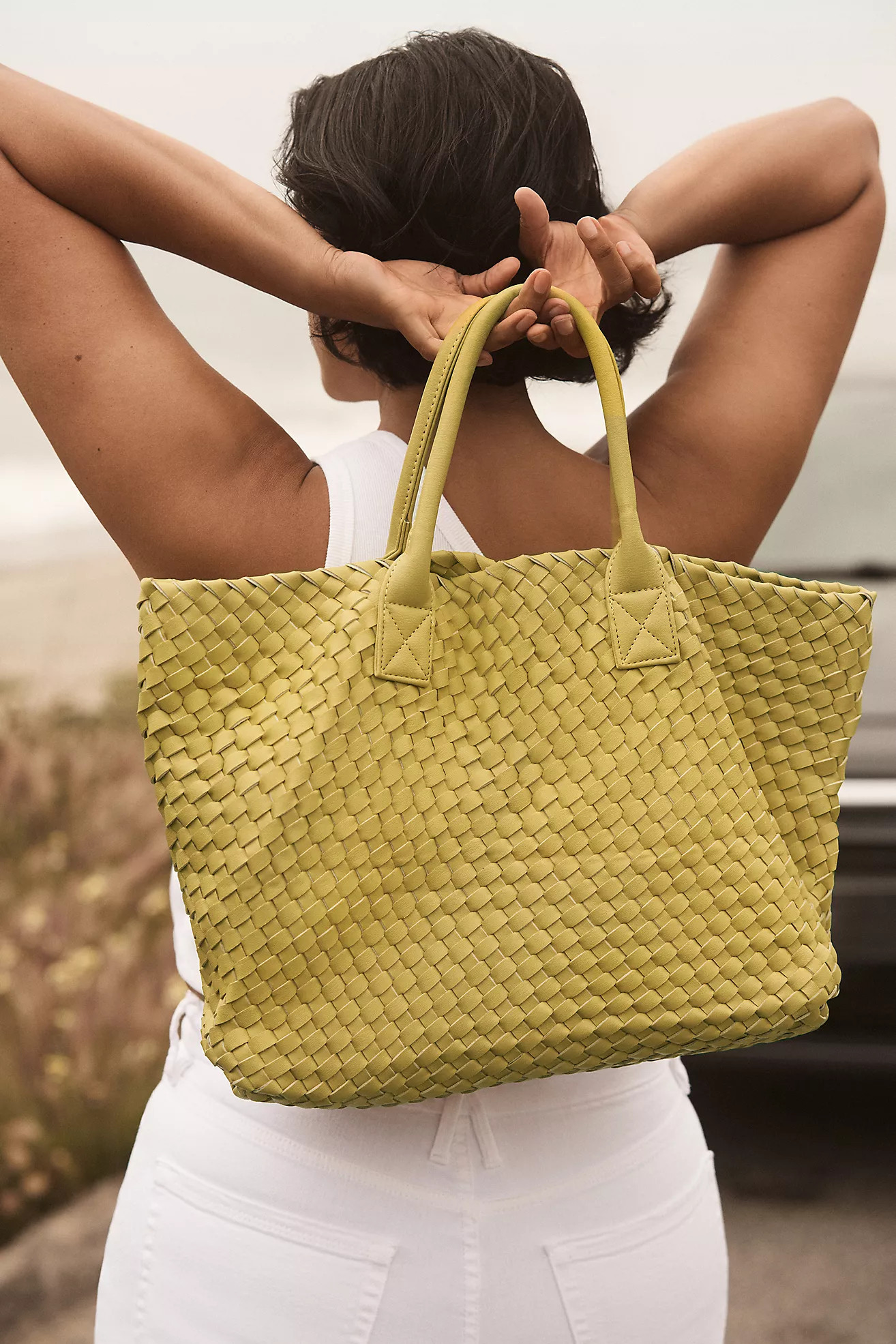 Woven Faux Leather Tote | Anthropologie (US)