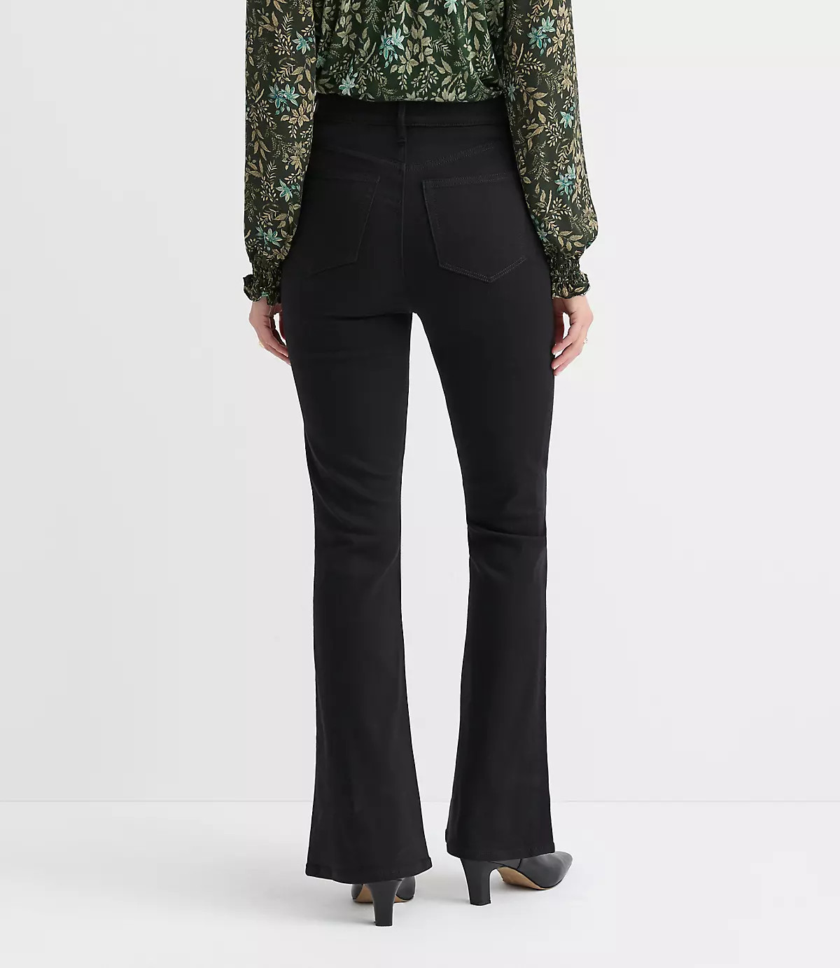 Curvy High Rise Slim Flare Jeans in Jet Black Wash | LOFT