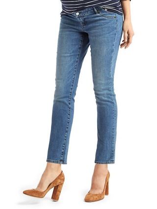 Gap Womens Maternity Inset Panel Real Straight Jeans Medium Indigo Size 29 | Gap US