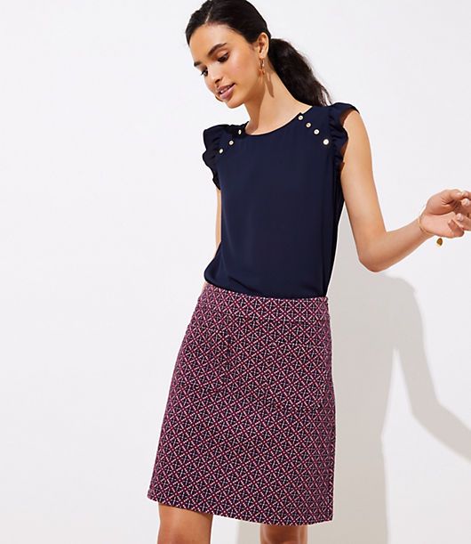 LOFT Petite Diamond Jacquard Knit Pocket Skirt | LOFT