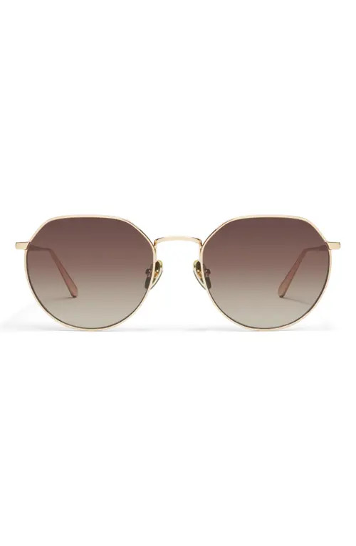 QUAY Rooftop 50mm Polarized Round Sunglasses in Gold/Brown at Nordstrom | Nordstrom
