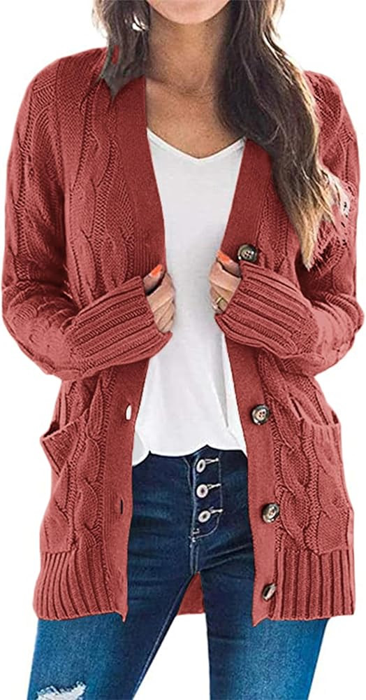 PRETTYGARDEN Women's Open Front Cardigan Sweaters Fall Fashion Button Down Cable Knit Chunky Wint... | Amazon (US)