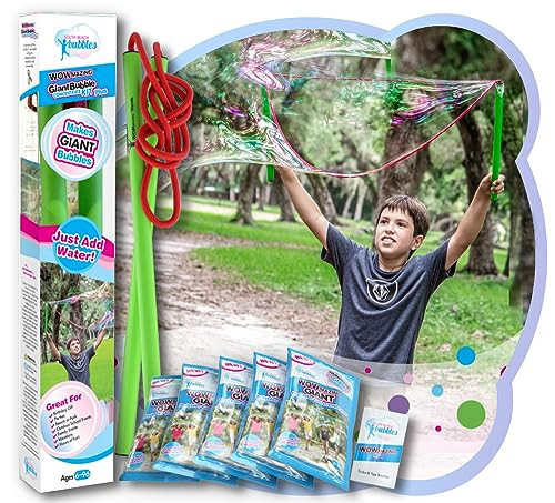 WOWMAZING Giant Bubbles Kit Plus – Big Bubbles for Kids with a Large Bubble Wand and Bubble Mix (Makes 1.5 Gallon) | Amazon (US)