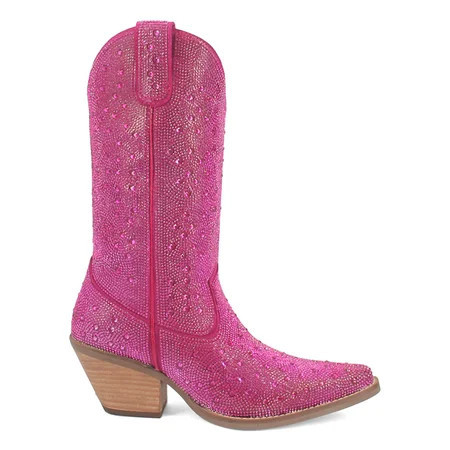Dingo Womens Silver Dollar Rhinestone Round Toe Pull On Cowboy Mid Calf Bo | Walmart (US)