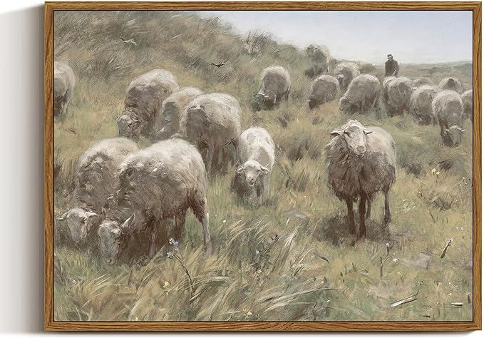 InSimSea Framed Canvas Wall Art for Bedroom, Sheep on the Dunes Wall Pictures Farmhouse Decor Wal... | Amazon (US)