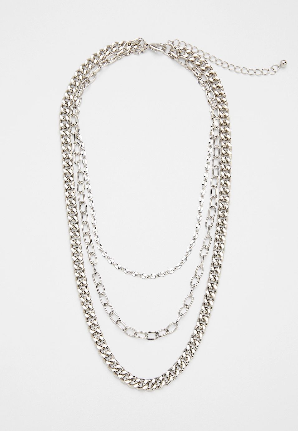 Silver Layered Chunky Chain Necklace | Maurices