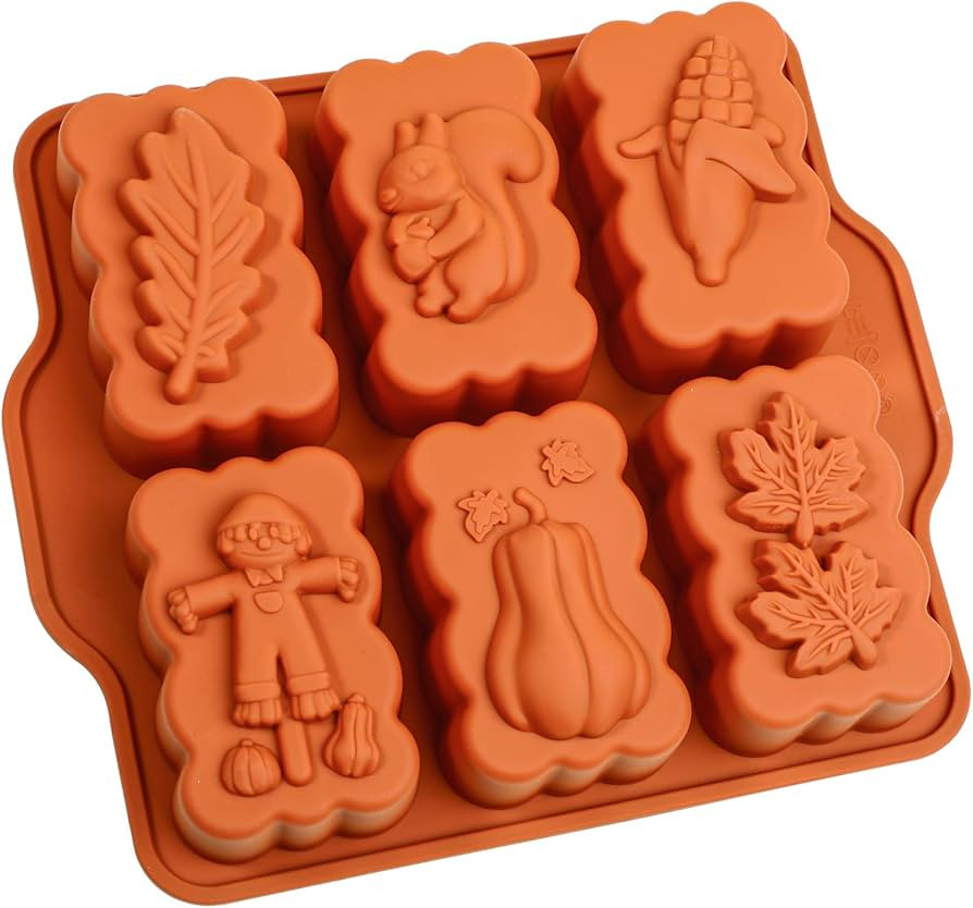 Mini molde de silicona para cosecha, molde de silicona rectangular de otoño de 6 cavidades, mold... | Amazon (US)