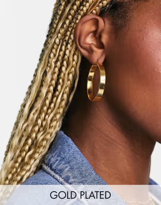 ASOS DESIGN 14k gold plated 35mm hoop earrings in flat design | ASOS (Global)