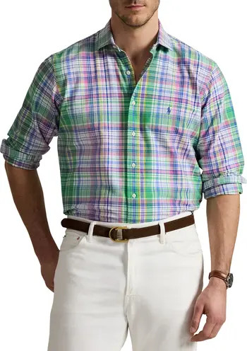 Polo Ralph Lauren Big & Tall Plaid Oxford Sport Shirt | Nordstrom | Nordstrom