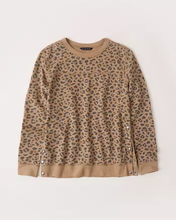 Side-Snap Crewneck Sweatshirt | Abercrombie & Fitch US & UK
