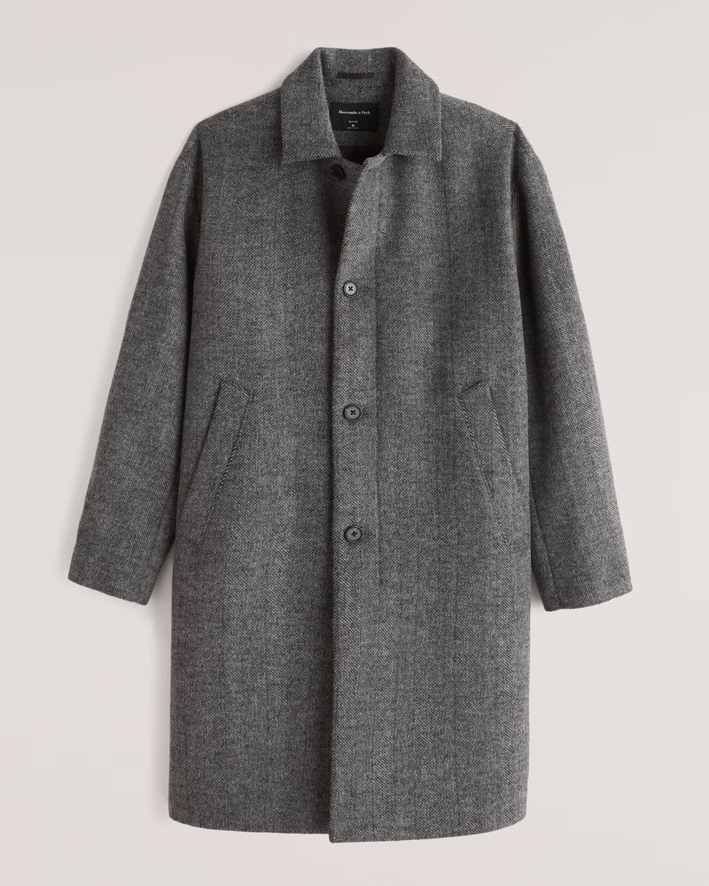 Relaxed Wool-Blend Mac Coat | Abercrombie & Fitch (US)