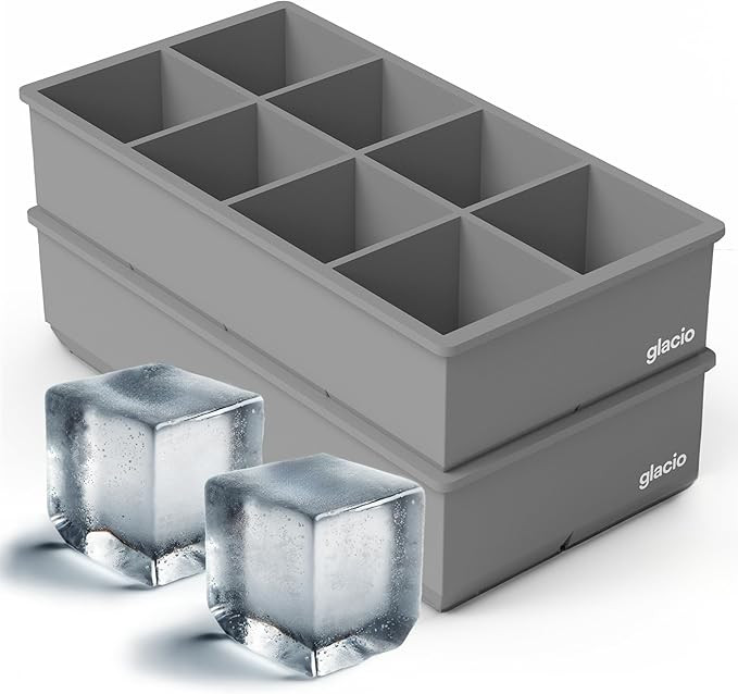 glacio Ice Cube Molds – 2-Pack Silicone Trays for 8 Large Square Cubes – Slow-Melt Ice for Wh... | Amazon (US)