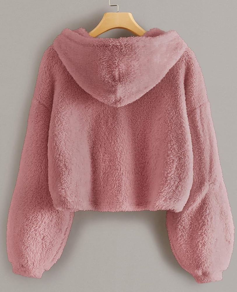 GAMISOTE Kids Girl's Fuzzy Hoodies Warm Loose Button Down Pullover Sherpa Jacket Top | Amazon (US)