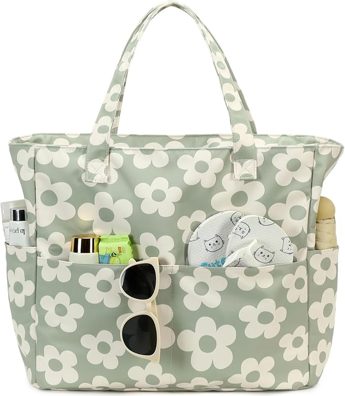 Waterproof Beach Tote Pool Bags for Women Ladies Extra Large Gym Tote Carry On Bag With Wet Compa... | Amazon (US)