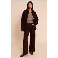 Chocolate Brown Mid Waist Wide Leg Jeans | PrettyLittleThing UK