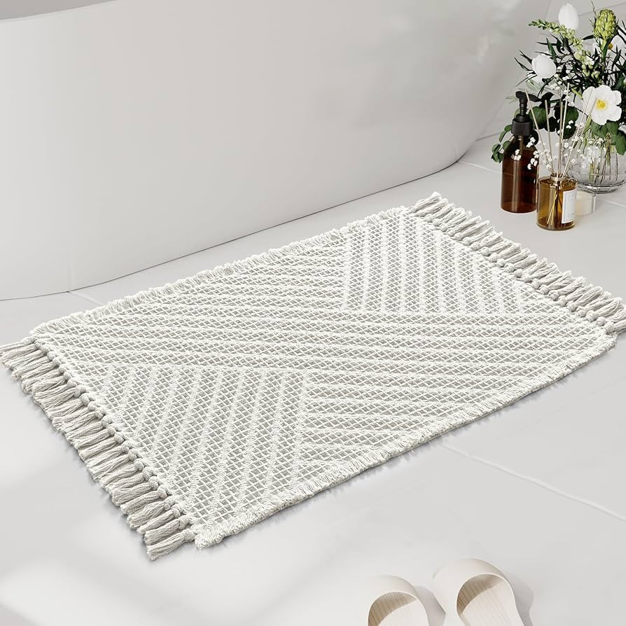 H.VERSAILTEX Waffle Bath Mat Super Absorbent Boho Bath Mat Non Slip Bath Rugs for Bathroom Floor ... | Amazon (US)