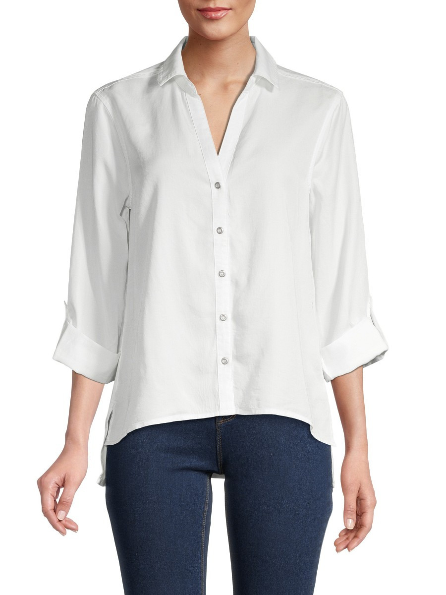 Saks Fifth Avenue Women's Rolled-Cuff Button-Down Shirt - White - Size XL | Saks Fifth Avenue OFF 5TH